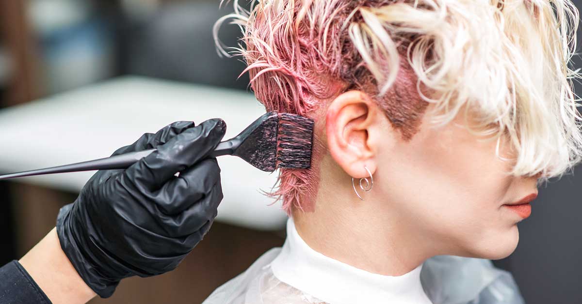 woman getting hair dye