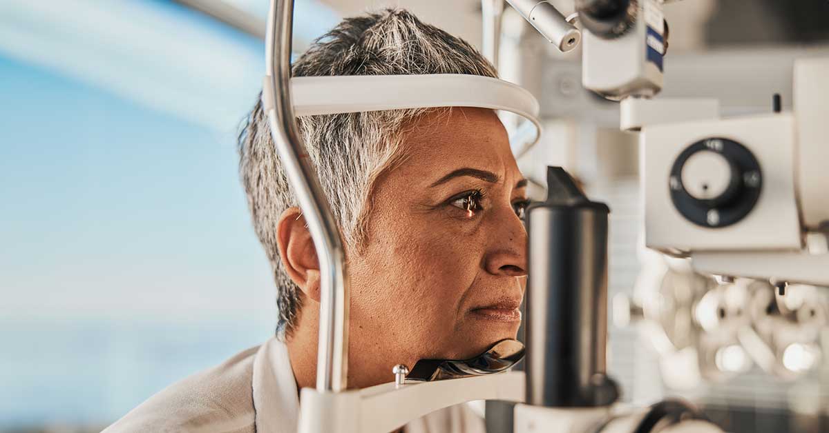 woman getting eye exam