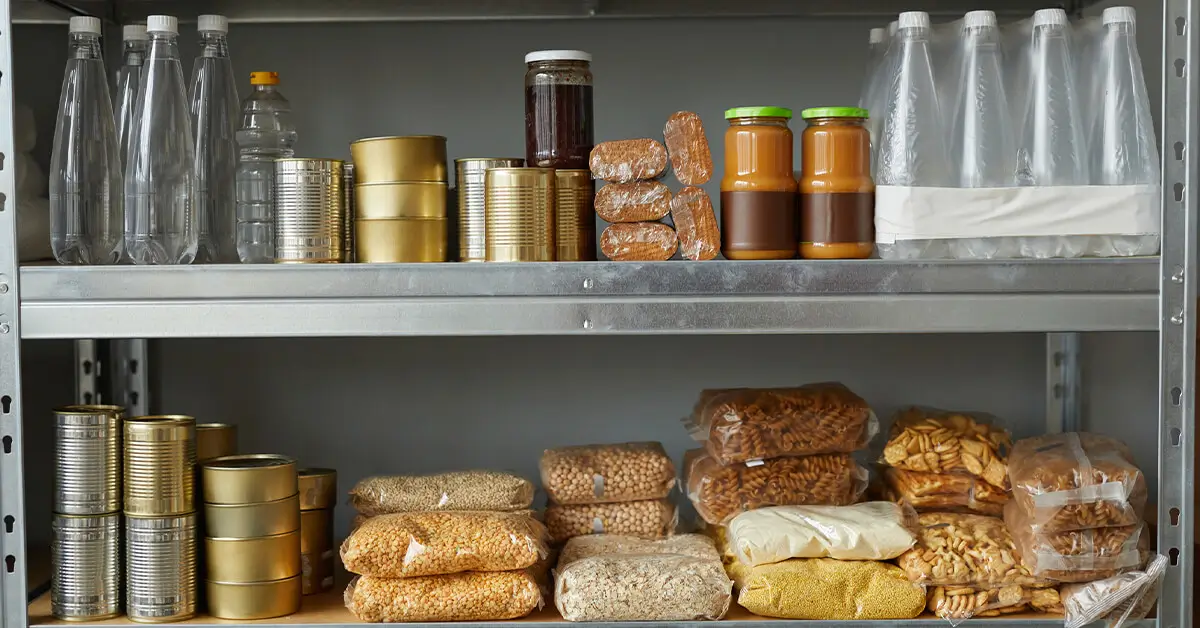 emergency food supply on a shelf