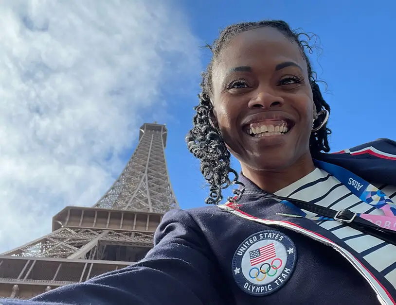 Chaunte Lowe Olympics at Eiffel Tower Paris